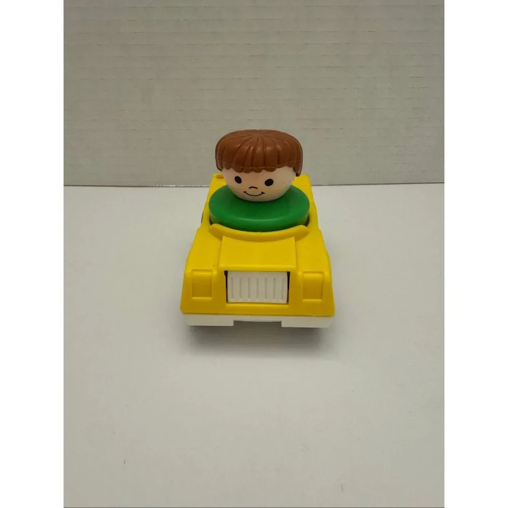 Fisher Price Little People Yellow Car and Figure from Garage Set Vintage 1990